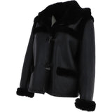 Shearling Jacket With Hood Black: KB-884