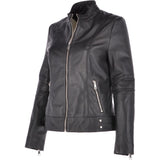 Leather Biker Jacket Black: N-12