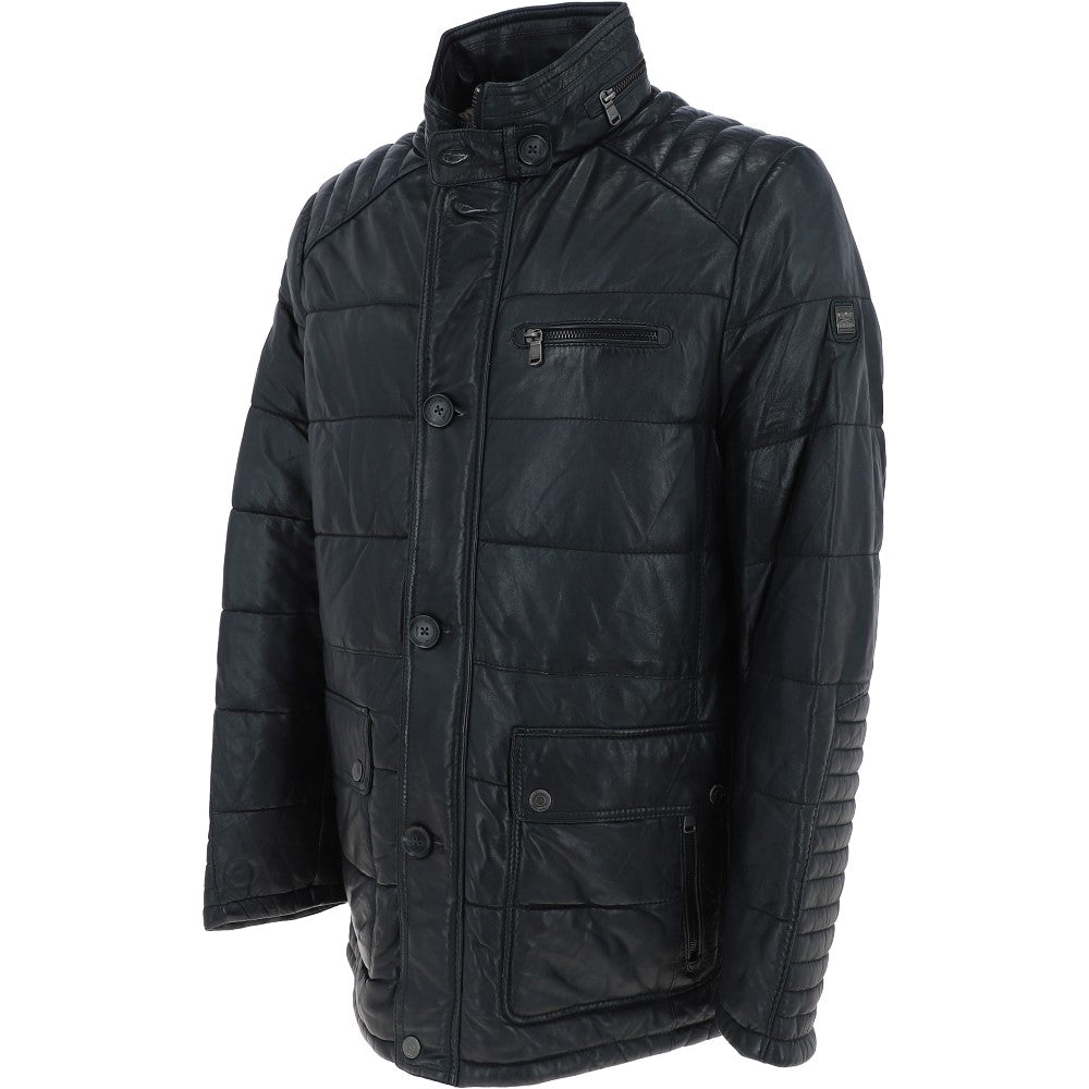 Mens Leather Jacket Dark Navy : Mink