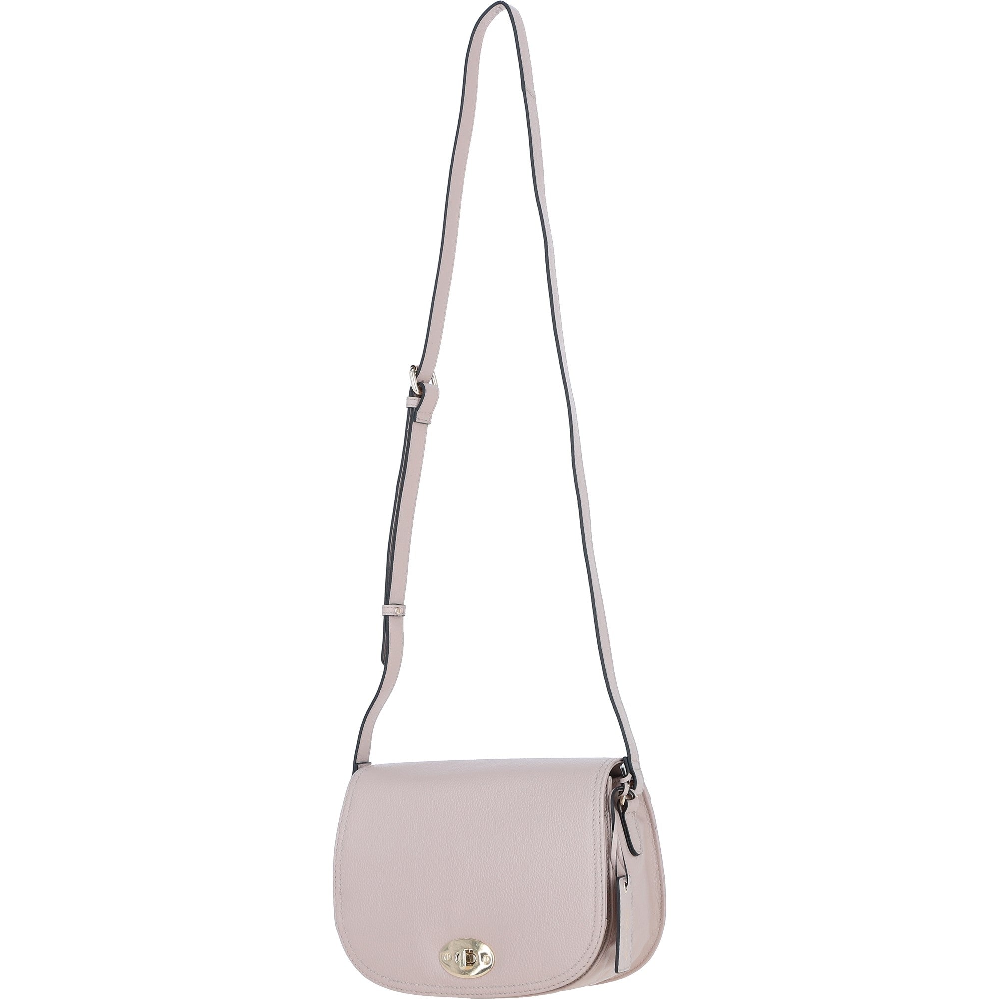 Ashwood Leather Crossbody Bag with Twist Lock Beige: 64787