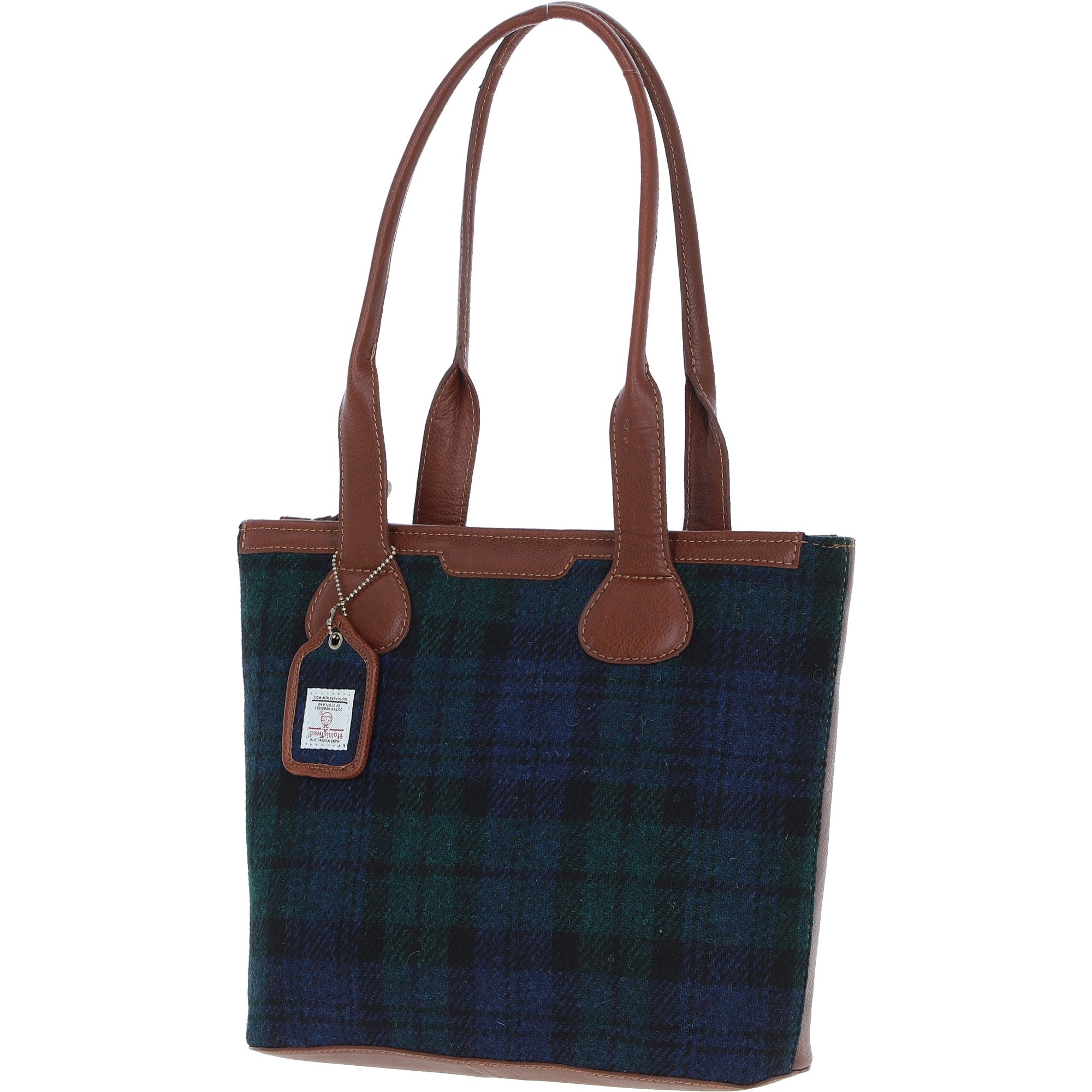 Ashwood Leather & Harris Tweed® Cloth Genuine Leather Shoulder Bag Tan/Watch: TW-23-04-TW