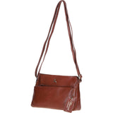 Elegant Leather Crossbody Bag with Adjustable Strap Cognac: Rose
