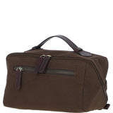 Fenland Canvas & Leather Wash Bag Brandy/green: FEN-759