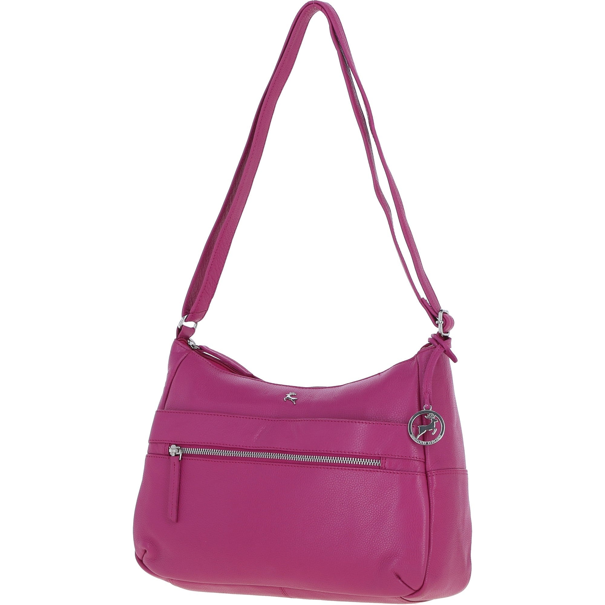 Leather Shoulder Bag with Zip & Magnetic Pocket Berry: Meath