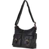 Vintage Two Pocket Leather Shoulder Bag Black – G21