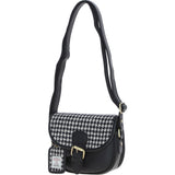 Ashwood Leather & Harris Tweed® Cloth Saddle Bag Black/White: TW-26-012-BW