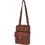 Leather Vintage Medium Flight Shoulder Bag Tan : G-33