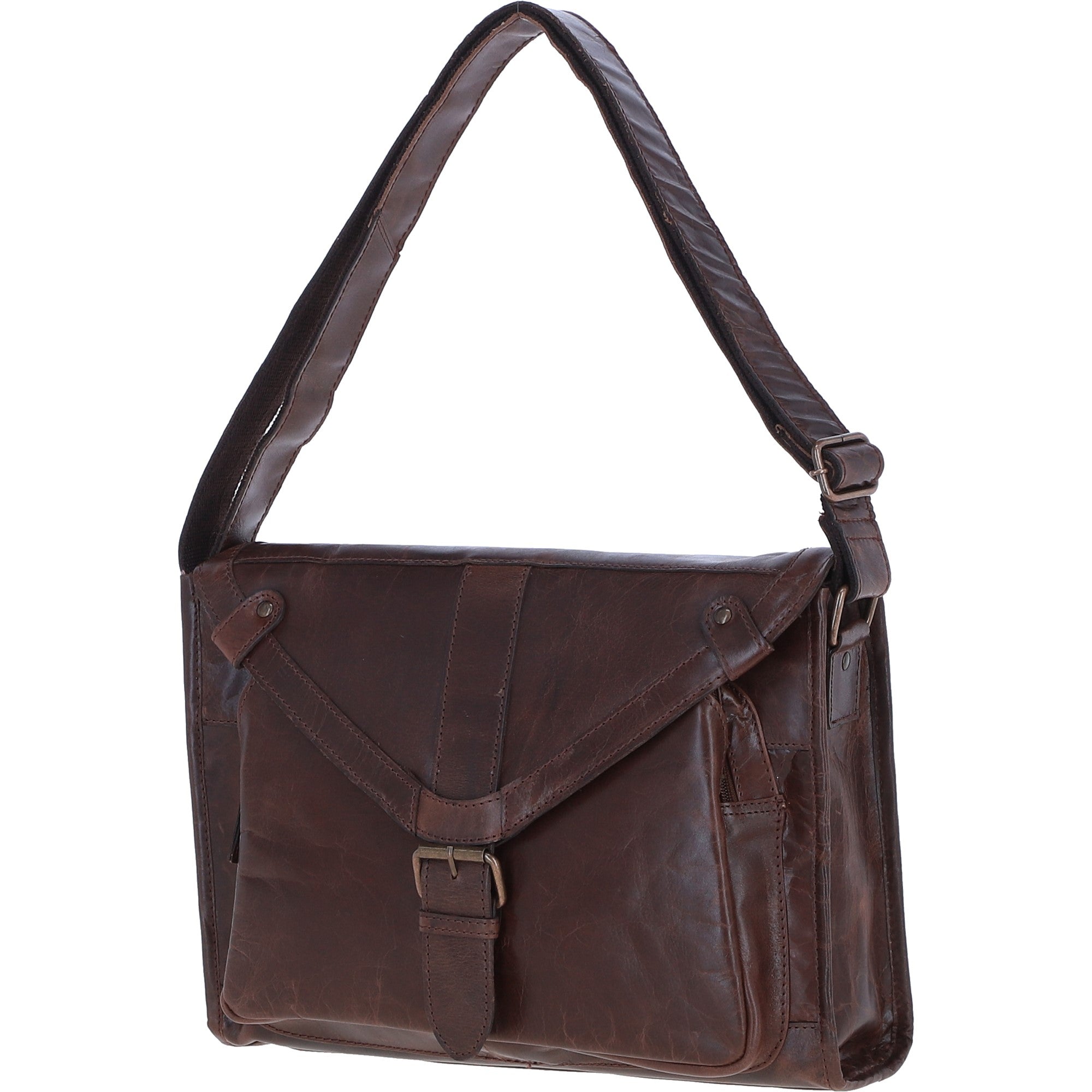 Ashwood Leather Laptop Messenger Shoulder Bag With Buckle Flap Tan: RHODE