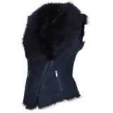 Toscana Suede Leather Biker Gilet Ombre Blue: KB 620
