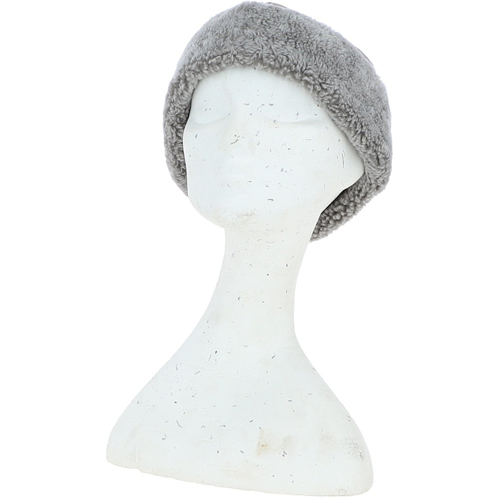 Ladies Luxury Leather And Sheepskin Hat Light Grey: KB-496