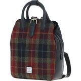 Ashwood Leather & Harris Tweed® Cloth Multi-Pocket Backpack Black/Green/Red: TW-66-07-BR