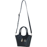 Leather Shoulder Bag with Detachable Crossbody Strap Black: 64739
