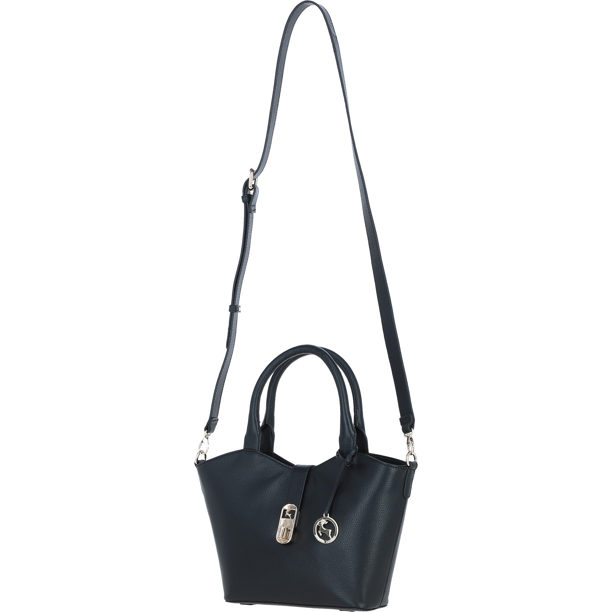 Leather Shoulder Bag with Detachable Crossbody Strap Black: 64739