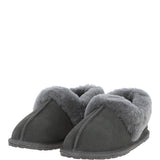 Women's Classic  Suede Sheepskin Cuff Slippers Grey: LADIES CUFF SLIPPERS