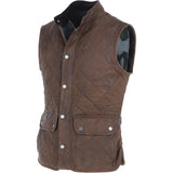 Mens Diamond Quilted Leather Gilet Brown 27 : M-15 vest