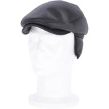 One Piece Sheepskin Leather Flat Cap Black: 04K