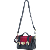 Ashwood Leather & Harris Tweed® Cloth Small Satchel Bag with Twist Lock Navy/Pink: TW-33-06-NP