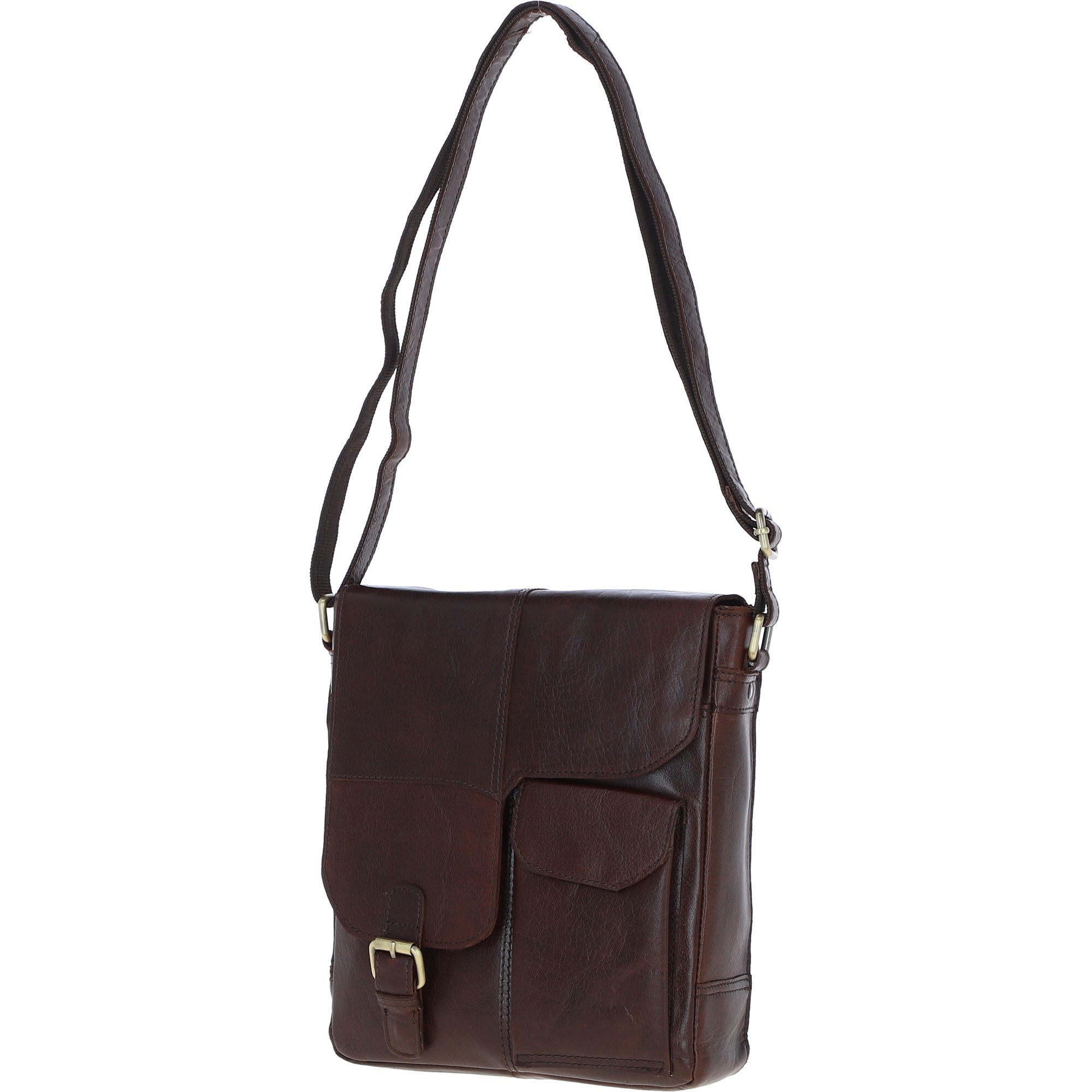 Elegant Ashwood Leather Unisex Crossbody Bag Brandy: G-19