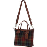 Versatile Ashwood Leather & Harris Tweed® Cloth Shoulder Bag Tan/Green/Red: TW-22-08-TR