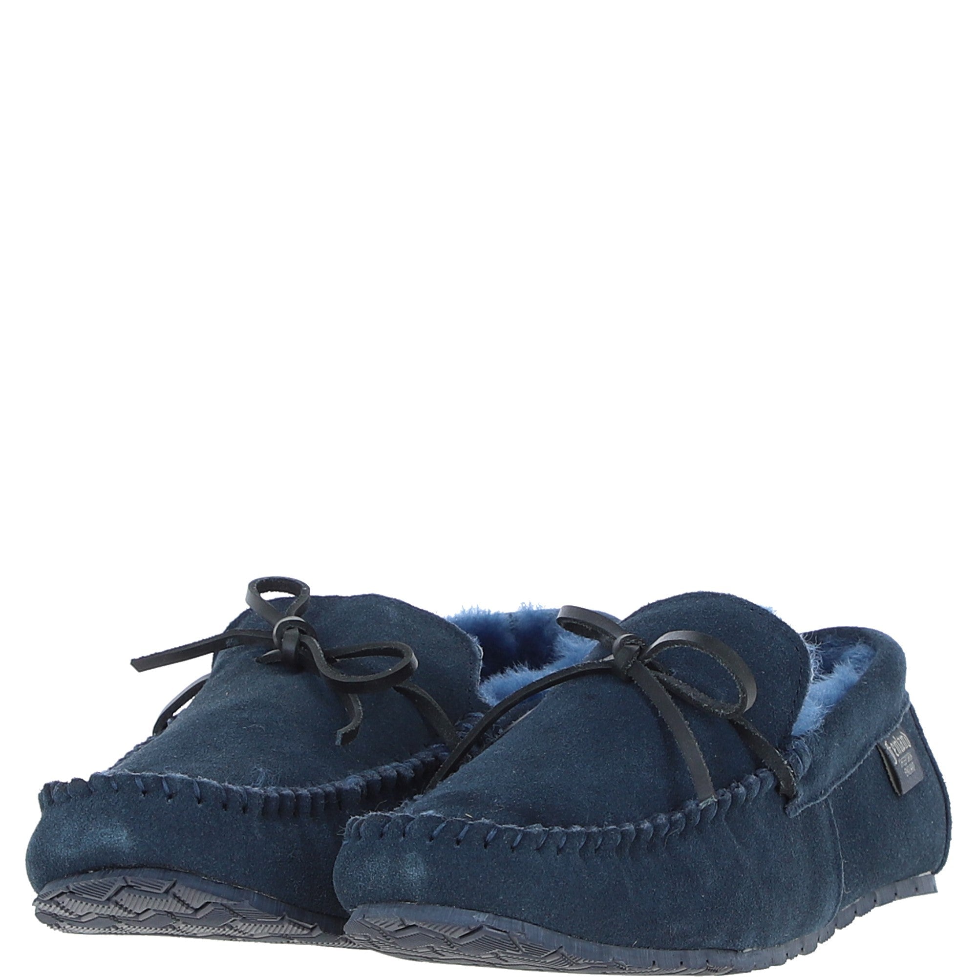 Fenland Classic Mens Suede Sheepskin Maverick Slippers Navy