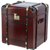 Luxury Handcrafted Leather Large Storage Trunk Chestnut: LF-152