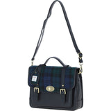 Ashwood Leather & Harris Tweed® Cloth Large Satchel Bag with Twist Lock Black/Watch: TW-35-03-BW