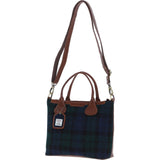 Versatile Ashwood Leather & Harris Tweed® Cloth Shoulder Bag Tan/Watch: TW-22-04-TW