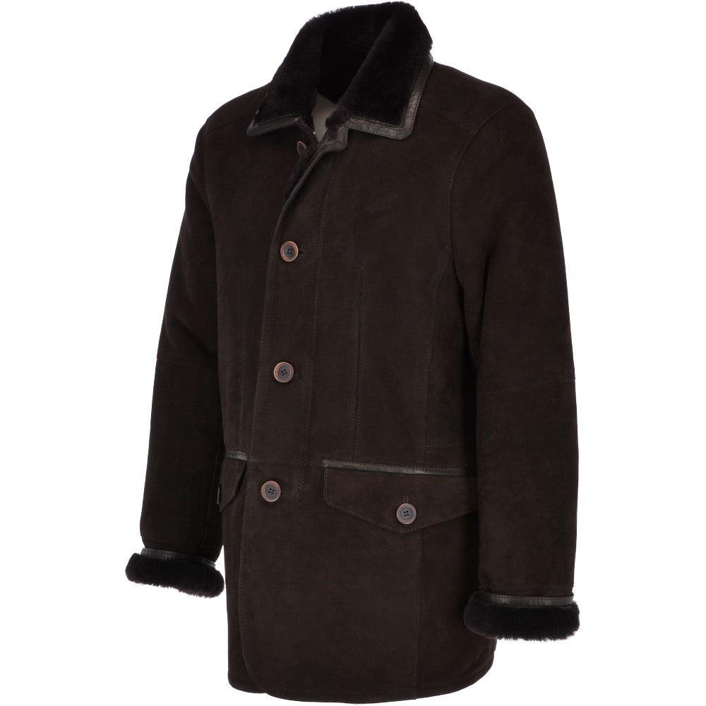 Mens  Sheepskin Coat Brown/snu: KE-183