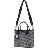 Versatile Ashwood Leather & Harris Tweed® Cloth Shoulder Bag Black/White: TW-22-012-BW