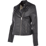 Leather Biker Jacket Black: N-31