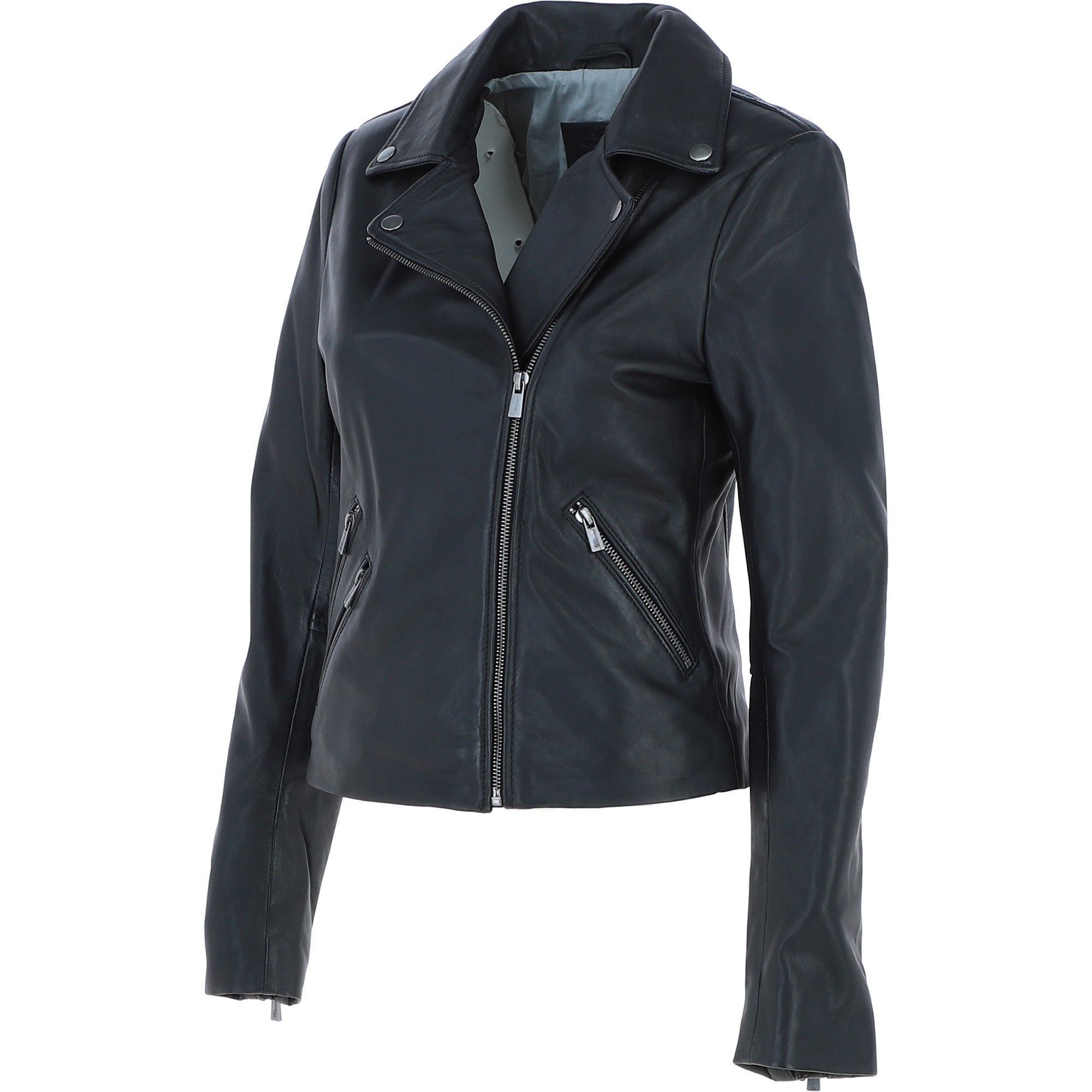 Ladies Leather Biker Jacket Black: G-Celia22