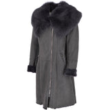 Toscana Longhaired Hooded Shearling Coat Grey: LP 26