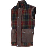 Ashwood Leather x Harris Tweed Men's Gilet Brown/Red/Green: TW-901-07-BR