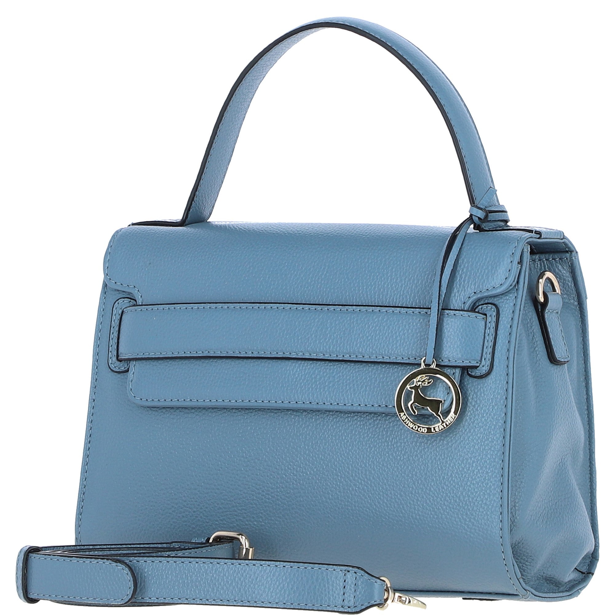 Elegant Ashwood Leather Handbag with Detachable Crossbody strap Denim: 64731