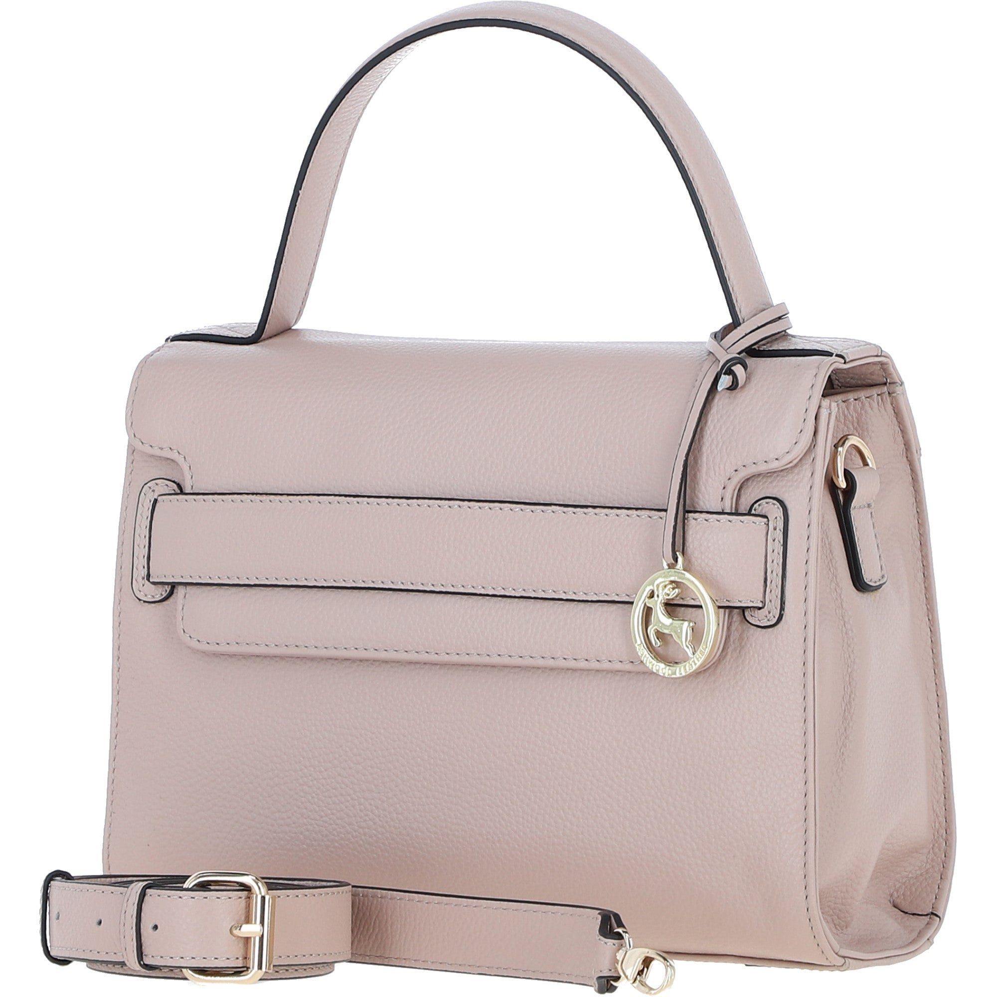 Elegant Ashwood Leather Handbag with Detachable Crossbody strap Beige: 64731