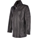 Leather Coat With Detachable Collar Black : Carl