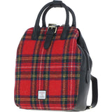 Ashwood Leather & Harris Tweed® Cloth Multi-Pocket Backpack Black/Red: TW-66-14-BR