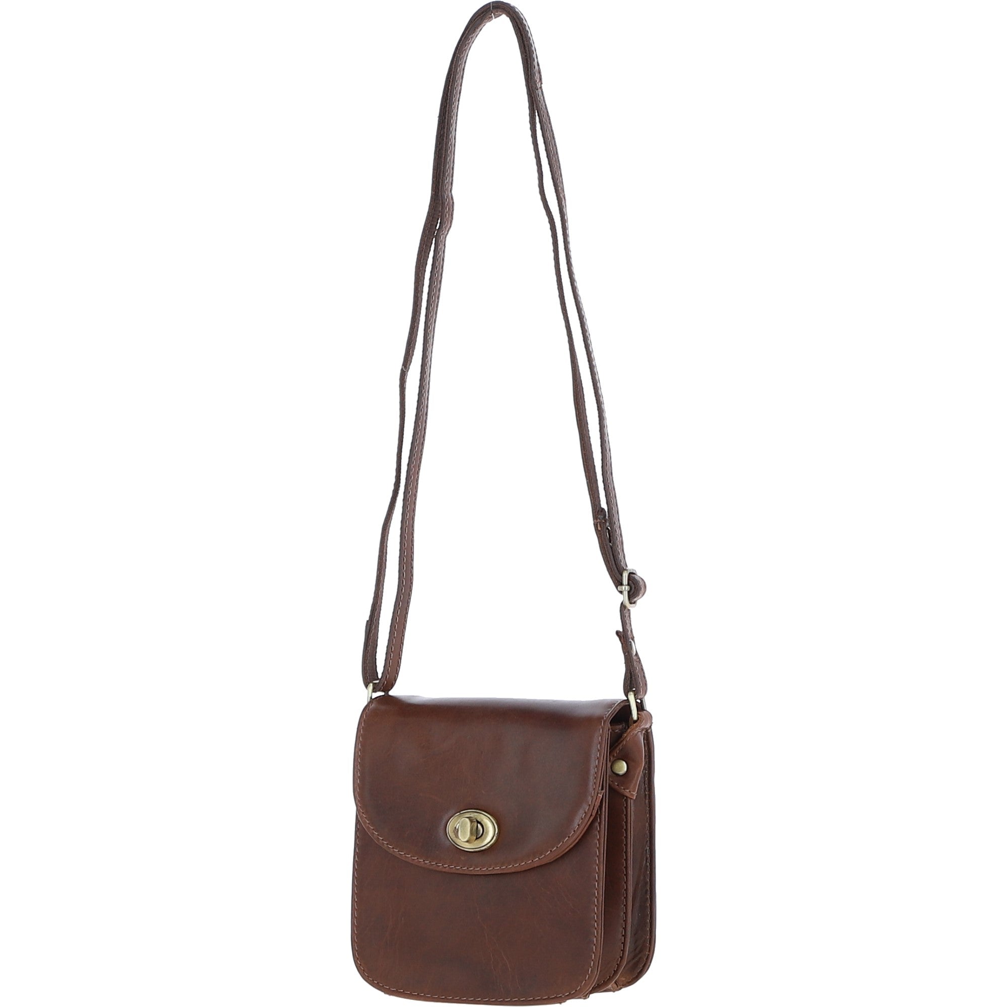 Ashwood Small Leather Crossbody Bag Brown: V-80