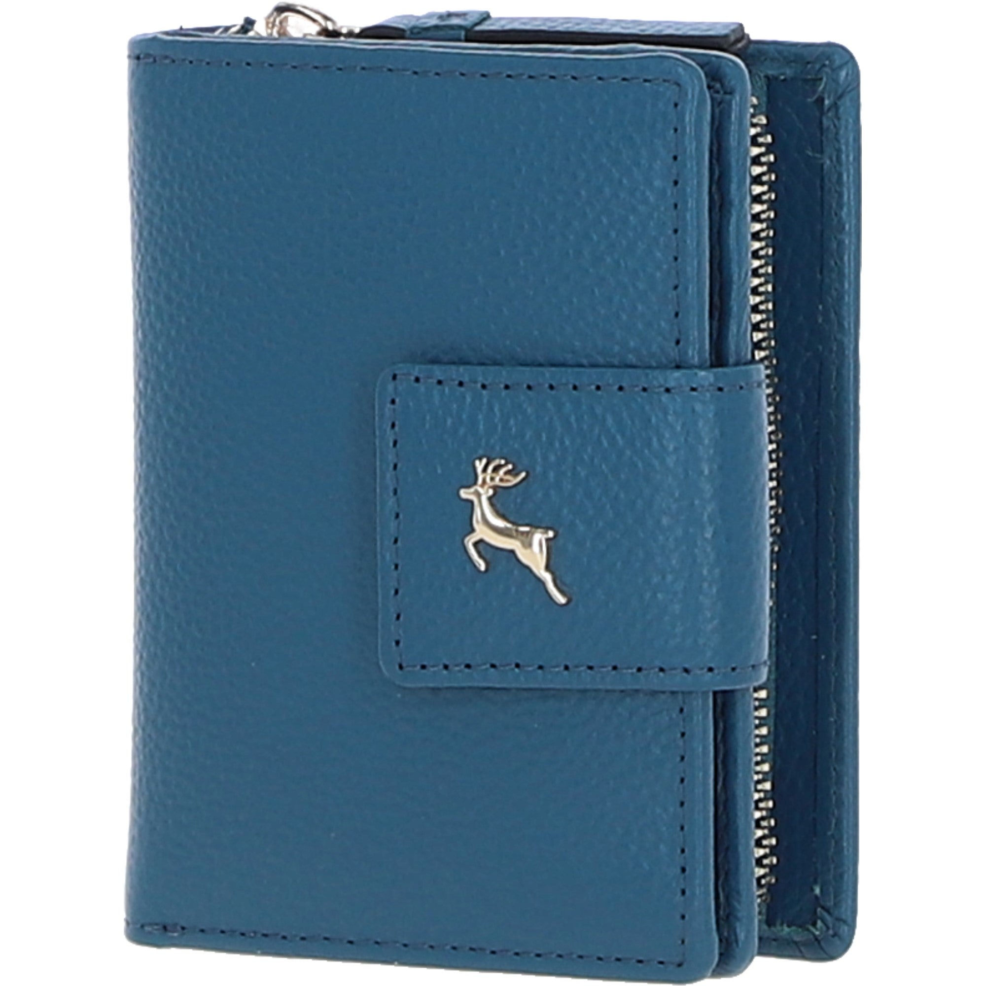 Ashwood Leather RFID Secure Wallet/Purse with Zip and Stud Closure Teal: X-30