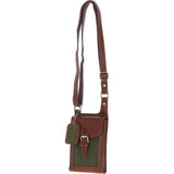 Ashwood Leather & Tweed elegance Crossbody Bag Tan/Green Check: TW-20-010-TGNH