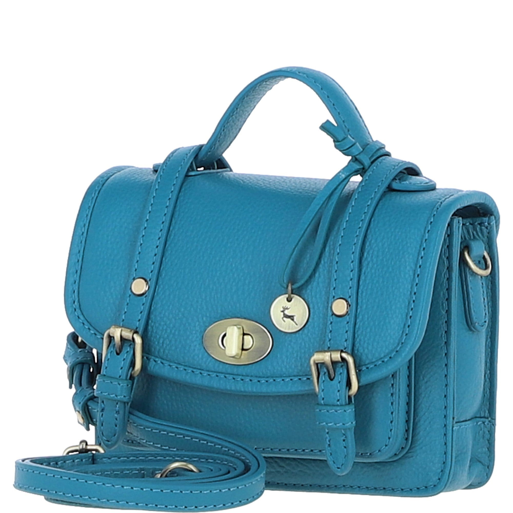 Stylish Ashwood Leather Small Satchel Bag Turquise: Y-61