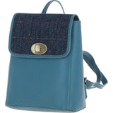 Ashwood Leather & Harris Tweed® Cloth Compact Backpack Teal/Navy: TW-65-16-TN