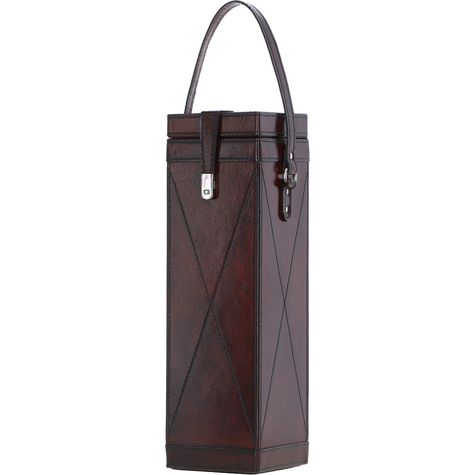 Ashwood Leather's Premium Wine Bottle Case with Strap Chestnut: LF-127