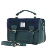 Ashwood Leather & Harris Tweed® Cloth Satchel Bag Green/Watch: TW-68-18-GW