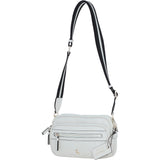 Compact Twin Zip Ashwood Leather Crossbody Bag White: X-35