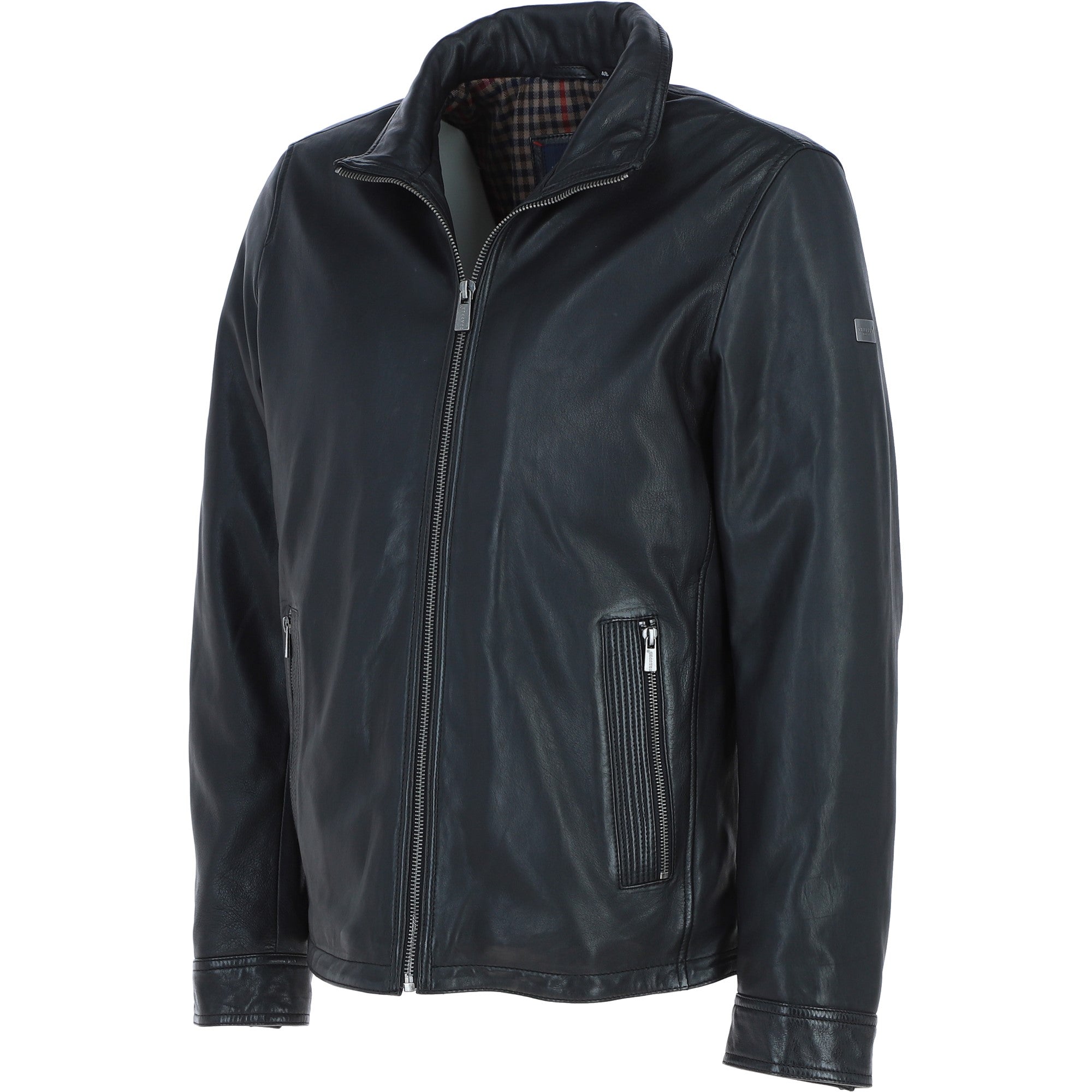 Trapper Mens Leather Jacket Dk Black 27: no1