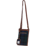 Authentic Ashwood Leather & Harris Tweed® Cloth Crossbody Bag Tan/Watch: TW-29-04-TW