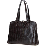 Women’s Large Croc Finish Leather Bag Brown/croc: 22-064/R