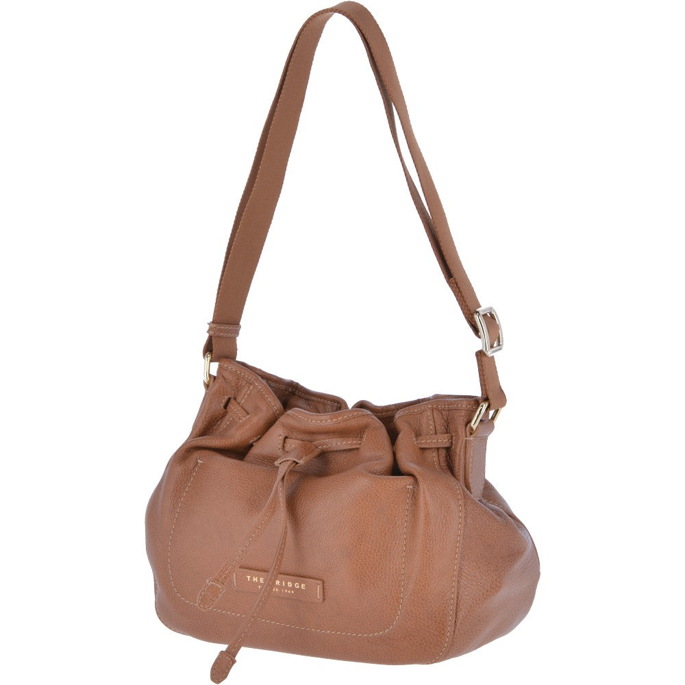 The Bridge Full Grain Small Italian Leather Shoulder Bag Havana Gold -  41466 79 2C NH