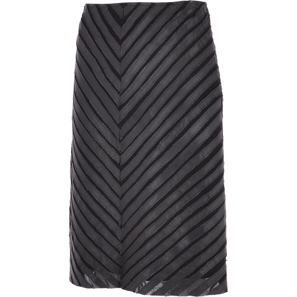 Women's Long 23.5 Inch Leather Skirt Black : Lycra Skirt